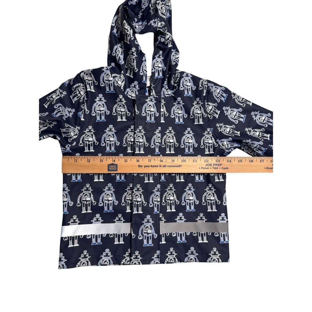 Kids Navy Robot Print Raincoat Hooded Waterproof Jacket Size 92 - Picture 12 of 16